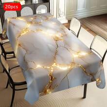 1/20 Stücke elegante goldene und weiße Marmorierung Tischdecke - luxuriöses Polyester, rechteckige Tischdecke für Zuhause, Büro oder Schreibtischnutzung, perfektes Geschenk für Feiertage, Esszimmer Dekoration