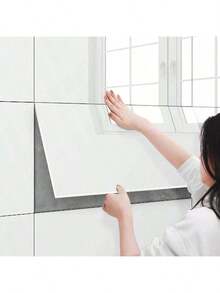 10 件现代白色大理石剥离粘贴瓷砖防溅板，厨房/浴室自粘乙烯基防溅板，易于搭配的设计，23.62X11.81 英寸 - 彩色 - 查看 4