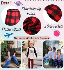 Boys Pajama Pants Long Sleep Soft Elastic Waist Bottoms Plaid Lounge With 2 Pockets 4-14 Years - Yarn Dyed Lattice12 - View 5