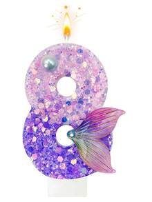 Mermaid Party 0-9 Number Candles, 1-100 Years Old Birthday Candles, Glitter Series, Birthday Cake Candles, Baking Candles, Atmosphere Decor, Suitable For Birthday Party, Housewarming Party, Anniversary, Wedding Party, Mermaid Theme Party Cake Decoration