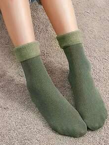 1/4 双条纹图案男女中性情侣运动袜中筒袜冬季节日礼物 - 彩色 - 查看 3