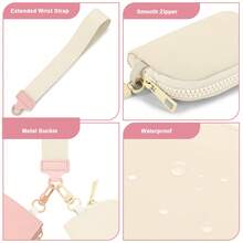 Mini Zipper Wrist Coin Purse Keychain Wallet Detachable Dual Layer Portable Coin Holder Ideal For Women'S Outdoor Travel And Sports Stylish Wrist Strap Coin Purse For Everyday Use - 粉色 - 查看 5