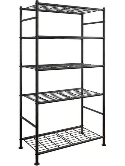 Storage Shelves - 5 Tier Shelf Organizer, Heavy Duty Garage Shelving Unit With Leveling Feet, Stable Metal Shelves Organizer For Pantry, Kitchen And Closet, 33.0" W X 12.6" D X 72.0" H, Black