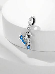 A Delicate 925 Sterling Silver Piece Set With Zirconia, Seahorse, Marine Creatures, DIV Beads, Jewelry For Women, Silver Jewelry, Daily Wear, Gift