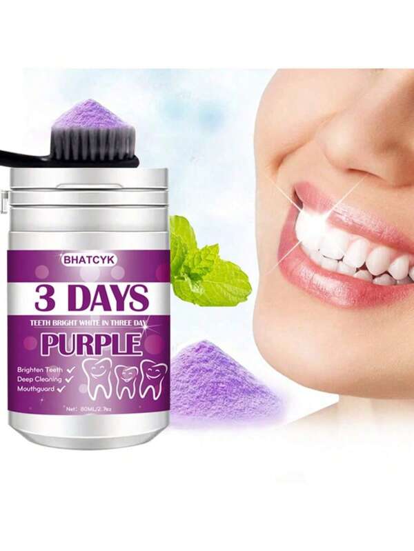 Purple Teeth Whitening Powder, Can Be Used For 3 Days, Deeply Cleanses The Mouth To Prevent Bad Breath And Cavities, Making Teeth Brighter And Whiter