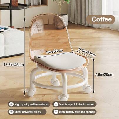 Sgabello con schienale e ruote – Sgabello multifunzionale girevole (ruote a 360°) con comodo cuscino di seduta | Ideale per ufficio domestico, parrucchiere, officina e giardino | Leggero e portatile