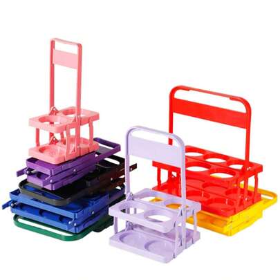 1pc Vintage Style Portable Beer Basket For 6 Bottles, Foldable Wine Rack, Beer Holder, Beer Bottle Caddy Bucket Holder, Coffee Milk Tea Portable Storage Basket, For Daily Use And Party Supplies, Beer Festival Essential