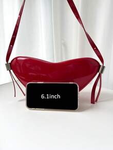 1 件红唇形不对称风格手提包，优雅时尚配饰礼物，适合女性，适合派对、婚礼，简约设计 - 酒紅色 - 查看 10