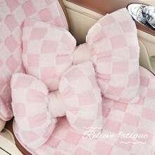 1个柔软座椅颈枕，座椅垫，毛绒防滑保暖舒适汽车座椅套，适用于秋冬季大多数车型 - 黑色 - 查看 7