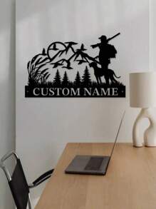 لوحة جدارية فنية من الحديد مخصصة برسم شعار الصياد والكلب. لوحة اسم شخصية لديكور الغرفة ، صورة ظلية لأب وابنه في رحلة صيد للديكور المنزلي، ملصقات بأسلوب بوهيمي، ديكور عيد الحب، ديكور عيد الحب أنيق وملون، هدايا مخصصة مناسبة لصديقاتها، ابنها، ابنتها،طلاب المدرسة، العمال، المنزل، المكتب