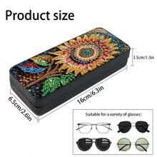 1pc 5D Diamond Painting Glasses Storage Box - Sunflower Pattern, Acrylic Artistic Crafted Eyeglass Case With Asymmetrical Shape Acrylic Diamonds, Handmade Craft, Artistic Glasses Organizer, Suitable For Travel, Can Be Used As A Gift - Multicolor - View 4