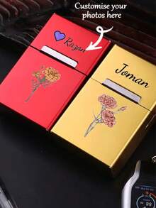 1pc Metal Flip-Top Cigarette Case For Men, Pressure Resistant & Moisture Proof With Magnetic Closure, Aluminum Alloy Holds 20 Cigarettes, Elongated Design,Chic Autumn