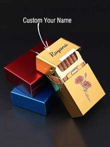 1pc Metal Flip-Top Cigarette Case For Men, Pressure Resistant & Moisture Proof With Magnetic Closure, Aluminum Alloy Holds 20 Cigarettes, Elongated Design,Chic Autumn