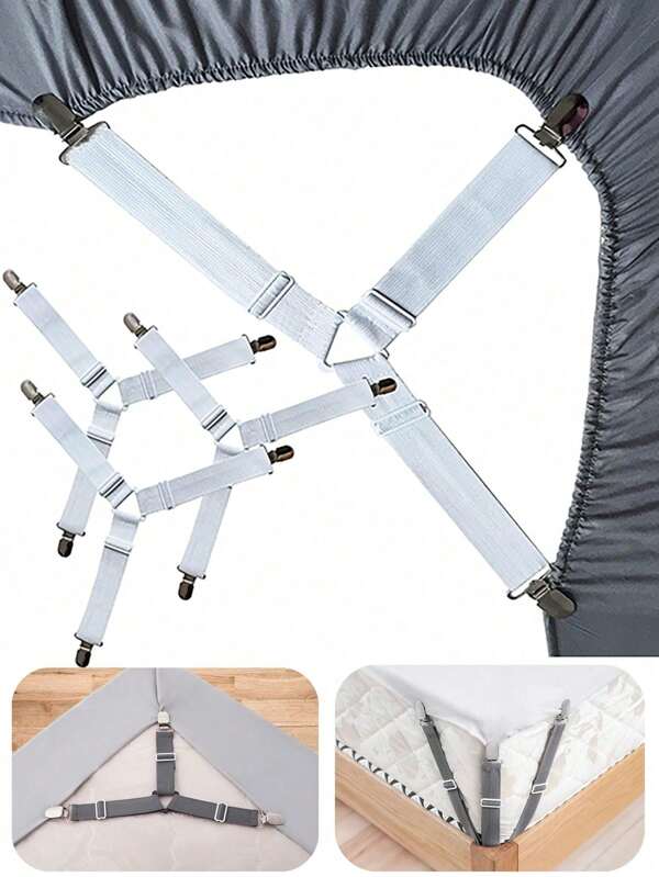 2Pcs/4Pcs- Triangle Bed Sheet Holders Adjustable Elastic Mattress Cover Corner Holder Clip Bed Grippers Suspender Fasteners Straps