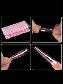 150pcs Enlarged, Widened, Long, Thin And High Heel Nail Gel Extension Mold, Three-Color Full Cover Nail Extension Mold And Large-Scale Boxed Nail Art Tools, Salon Nail Products, Party Nail Art Tools-Pink - Pink - View 5