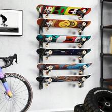 YMYNY Skateboard Wall Mount 6 Layer Skateboard Rack Holder Snowboard Wall Mount For Storage Longboard Deck Organizer Skateboard Display Stand For Home Garage UHSD001B - Black - View 4