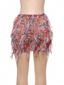 European And American Style Street Fashion Striped Fringe Bodycon Skirt For Women, Summer - Pink - View 6