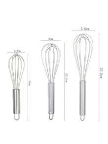 3pcs/1pc Stainless Steel Handheld Egg Beater, Egg Beater, Cream Whisk, Baking Tool, Milk Kitchen Tools