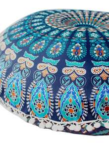 4Pack 17" Mandala Round Floor Pillow Cover Cushion Meditation Seating Ottoman Throw Cover Hippie Decorative Zipped Bohemian Pouf Pom Pom Pillow Case - Style-4 - 查看 5