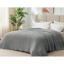 Large 50 X 70% Cotton Muslin 6-Layer Breathable Lightweight Throw Blanket Bed And Couch, Soft Quilt Bedspread, All-Season Gauze Blanket Adults, Lavender - 06 - 灰色 - 查看 2