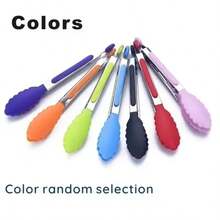 1pc Small Kitchen Tongs, 7-Inch Mini Food Tongs, Heat Resistant Nylon Tips Tongs For Cooking, Serving, BBQ, Grilling, Salad And More, Kitchen Stuff, Baking Tools - Multicolor - View 6