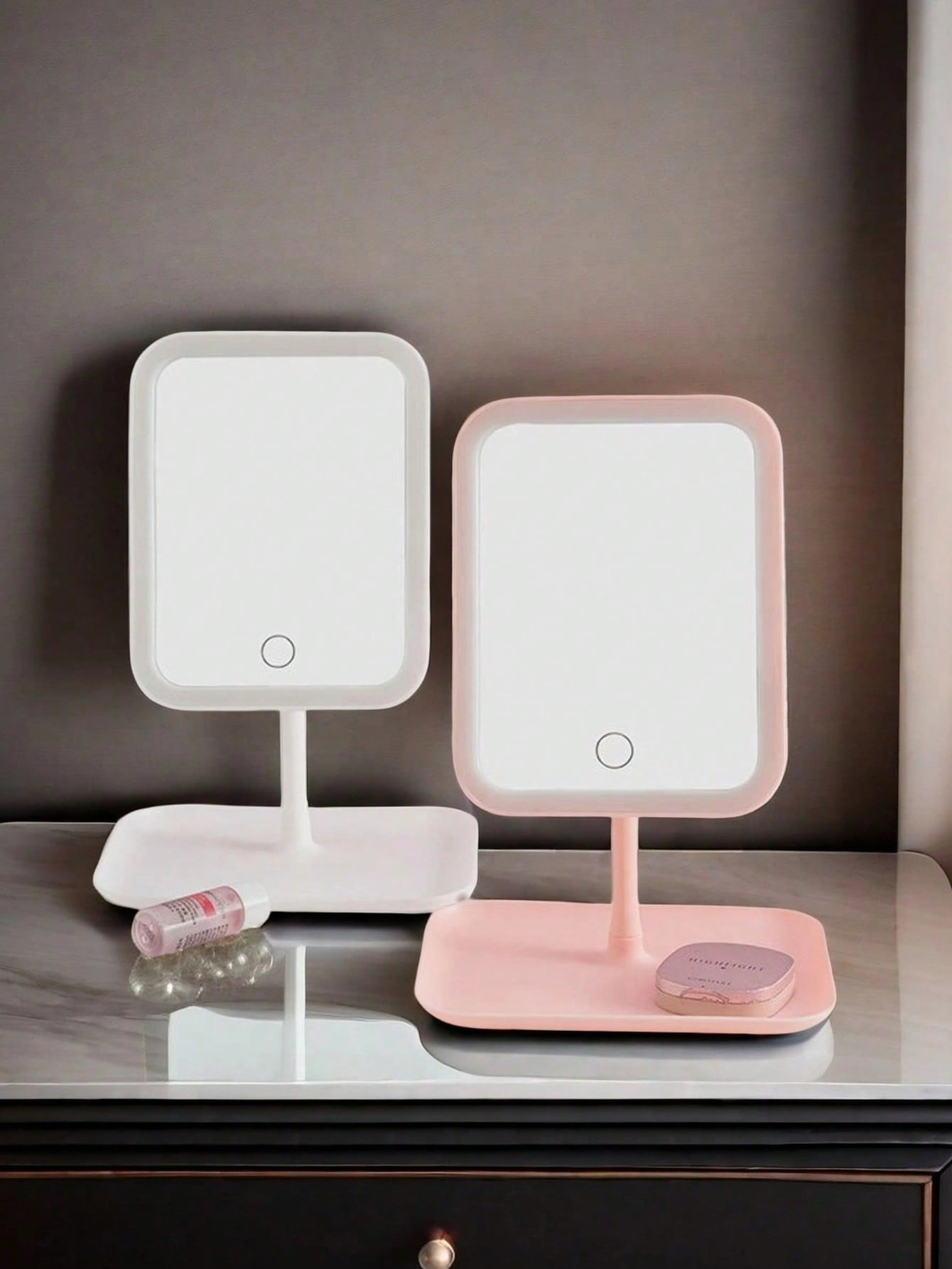 مرآة مكياج بإضاءة LED قطعة واحدة،