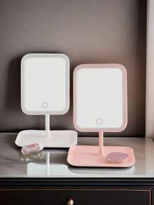 1pc LED Makeup Mirror, 3 Lighting Modes, Touch Control, Portable Stand, Foldable, Travel Makeup Mirror, 320mAh Rechargeable Battery, Portable LED Makeup Mirror, Great Gift For Women