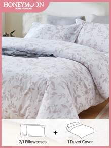 2/3pcs Supersoft Reversible Floral Print Duvet Cover Bedding Set, Vacay Style Lightweight Cloud-Like Feel Bedding, Wrinkle-Resistant, Shrink-Resistant, Duvet Cover*1 Pillowcase*1/2,Perfectly Fits Twin Full King Queen All Size Bed