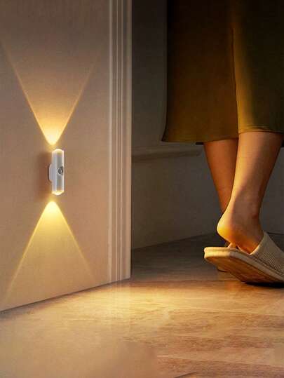 1pc Magnetic Rechargeable LED Wand Light, Motion Sensor Night Wireless Lamp, Battery Powered, Adhesive Rotatable, Portable Easy Installation, Adjustable Temperature Brightness, Corridor, Bathroom, Bedroom, Kitchen, Cabinet, Stairs, Entrance, Bedside, Table, Closet, Home Living Room Bedside Cordless Verlichting view 7