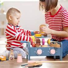 33 件厨房玩具套装，烧烤玩具烤架，烹饪玩具套装，小厨师玩具，儿童烧烤玩具套装，儿童互动烧烤，男孩女孩生日礼物