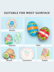 288/240/207/9色双头液体马克笔，覆盖力强，色彩鲜艳，专业绘图马克笔，适用于卡通人物绘画、石头、玻璃、DIY涂鸦、陶瓷、金属表面，非常适合开学季使用。 - 彩色 - 查看 12