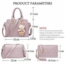 Pahajim Elegant Bag Set For Women 4 Pieces Handbag Women Medium Size, Women Handbag Set With Purse Shoulder Bag PU Leather Modern Handbags For Women - 黑色 - 查看 3