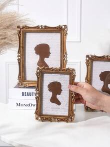 1pc Retro Vine Wreath Shaped Resin Photo Frame, Elegant Vintage Floral Pattern Decorative Border, Handpainted Home Decor Photo Frame, Suitable For Photo Display And Photography Prop - Gold - View 12