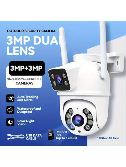 Closeli Dual Lens Wireless Security Camera 2.4GHz, IPX5, AI Motion Tracking, Night Vision, Two Way Audio, Alarm, Rotation/Tilt, Video Surveillance, CCTV Monitor, Supports SD Card/Cloud Storage (Cloud Requires Payment), Home Business view 4