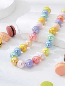 1 pieza Collar de cuentas de colores vibrantes chapado en colores, collar de cuentas de dopamina de alta gama, adecuado para Navidad, Año Nuevo, fiestas de playa de verano, uso diario y talla grande ocasiones