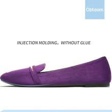 Obtaom Women's Pointy Toe Loafer Flat Faux Suede Work Shoes,Cute Penny Loafer Slip On Ballet FlatChristmas - 紫色 - 查看 11