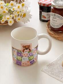 Cartoon Coffee Cup Ceramic Water Mug, Cute Creative Office Home Breakfast Oatmeal Milk Cup - Multicolor - View 4