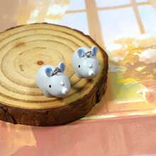 6/12pcs Resin Cute Rhinoceros, Polar Bear, Horse Animal Pendant DIY Cartoon Earrings, Necklace, Keychain, Decor
