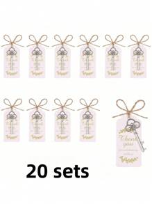 10 Sets Of Gift Sets For Key Bottle Openers, Including Thank-You Labels And Key Bottle Openers, Very Suitable Well As Small Gifts For Weddings, Birthdays, Parties, And Decorations