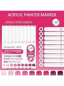 Languo 9 Colors Set Acrylic Marker Pens, Soft Tip Large Capacity Ink, Evenly Colored, Odorless, Opaque, Suitable For Stone, Glass, Ceramic, Easter Eggs, Metal, Wood And More - Perfect For Art, Craft And DIY Projects Back To School