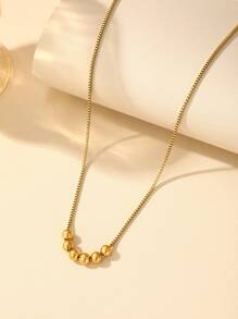 1 colar elegante de contas de aço inoxidável estilo francês, vintage e moderno para uso diário, presente para mulheres