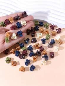 50个/包 随机颜色 女士黑色迷你发夹 发饰 优雅发爪 女士爪夹