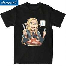 Delicious In Dungeon Marcille Tshirt Unisex Cotton Clothing Casual Round Neck Short Sleeve - màu đen - Xem 1