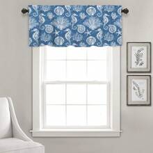 1 件海洋主题印花窗帘，适合节日、派对、生日、晚宴、厨房窗户装饰、短帷幔，适合所有季节、房间装饰、家纺装饰、餐厅派对装饰、秋季装饰、秋季装饰、房间装饰