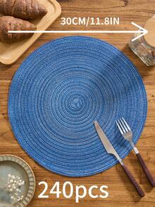 1/4/6/12 件纯色编织圆形餐垫，北欧现代风格，家居厨房桌面装饰碗盘锅杯防滑垫，适用于节日派对生日婚礼晚宴（多种尺寸选择） - 藍色 - 查看 23