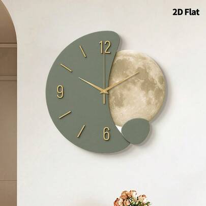1 件平面二维斯堪的纳维亚挂钟静音扫频机芯无框现代设计超薄北欧风格家居装饰适用于客厅卧室咖啡厅办公室 - 无噪音纤薄电池供电简约当代艺术钟表