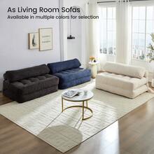 Folding Sofa Bed, Convertible Sleeper Chair With Pillow & Back Support, Portable Fold Out Chair Bed, Comfy Floor Sofa Lounge, Lazy Sofa For Dorm/Living Room/Office/Apartment - 米色 - 查看 4