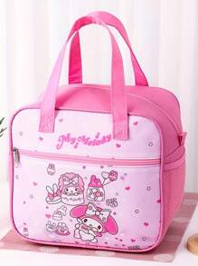 Sanrio 1 PC Sanrio Kuromi, HelloKitty Lunch Box Bag, Insulated Lunch Bag, Large-Capacity Lunch Box Bag, Storage Bag, Cartoon Theme Design Handbag, Suitable For Students, Offices, Outdoor Picnics, Various Uses, Non-Food Contact