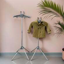 便携式蒸汽挂烫机可伸缩折叠铝制蒸汽熨斗衣架 | 独立式可调节高度蒸汽挂烫机架，带独立支撑，多用途，适用于卧室和旅行，保持衣物温暖干燥