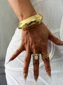 1件金色宽手镯套装，女士手镯礼品 - 金黃色 - 查看 13